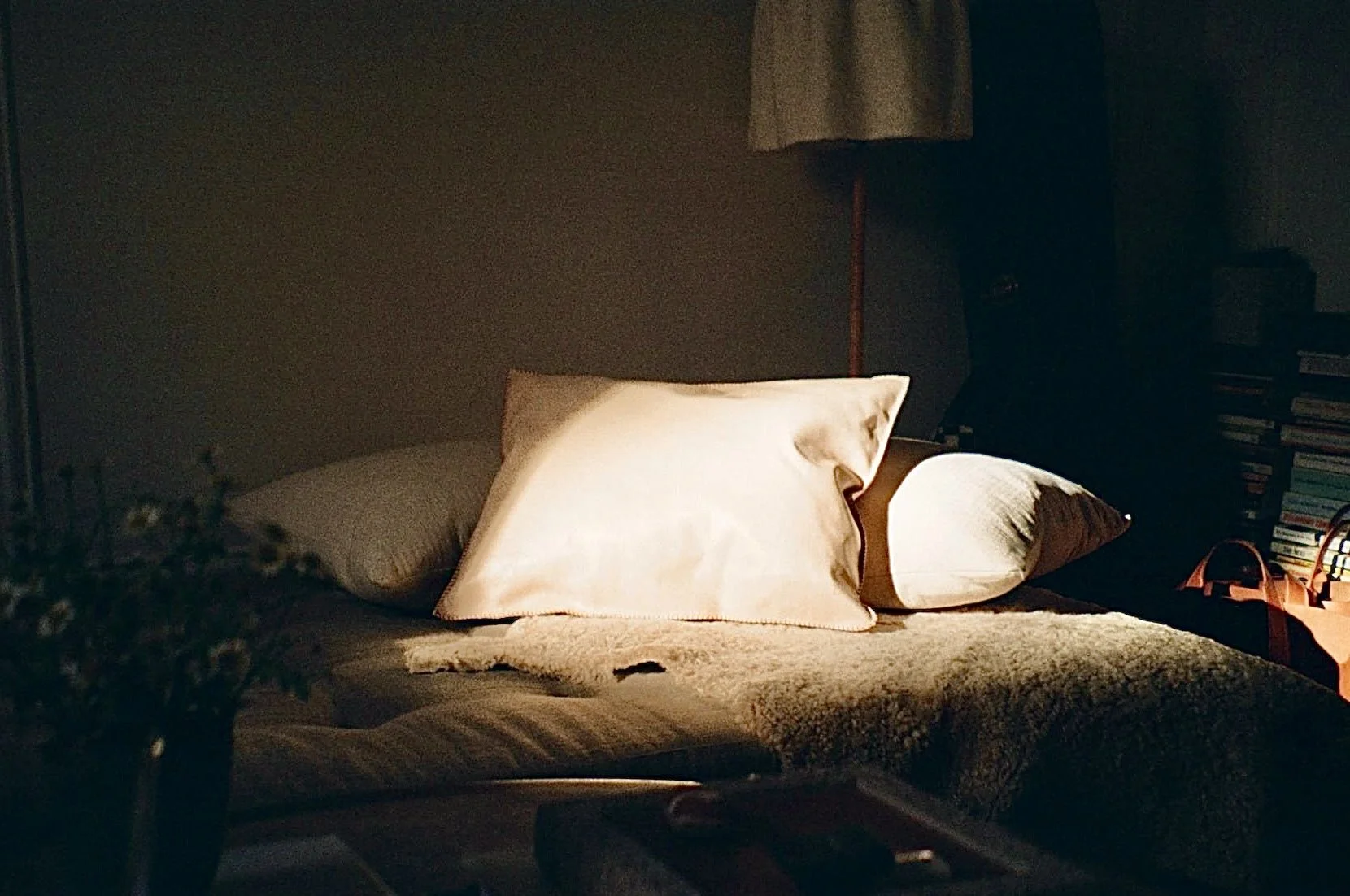 Leather Pillow, Staged on Sofa, Linen Thread