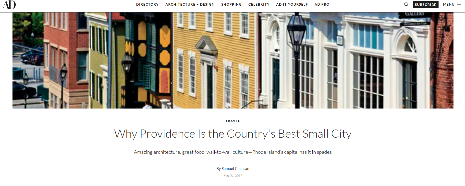 Architectural Digest: Why Providence Is the Country's Best Small City