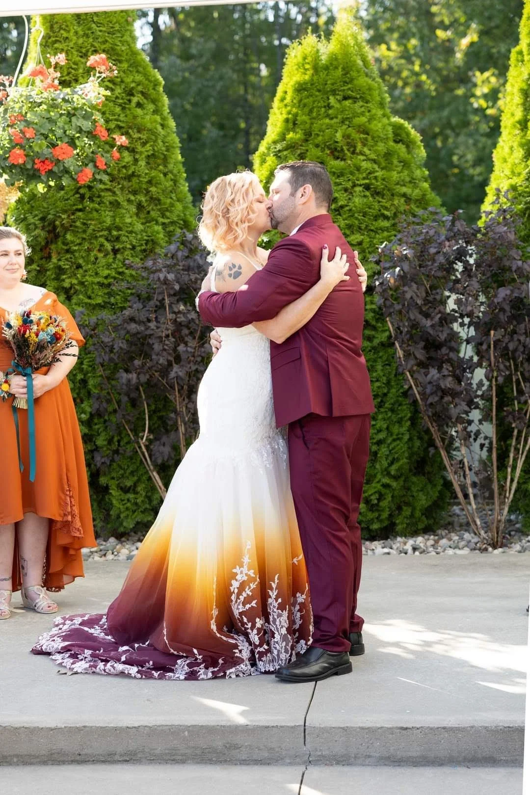 Bridal Alterations: lace hem, take in side seams.