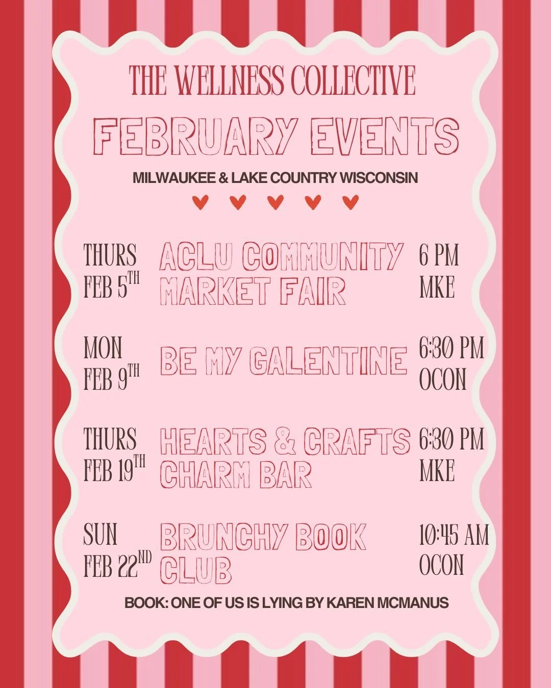 FEBRUARY EVENTS FOR THE WELLNESS GRLS!!!! 💖 tag your bestie &amp; join us this month!!! This might be the best monthly lineup we&rsquo;ve ever put together, we can&rsquo;t wait to see you!!!