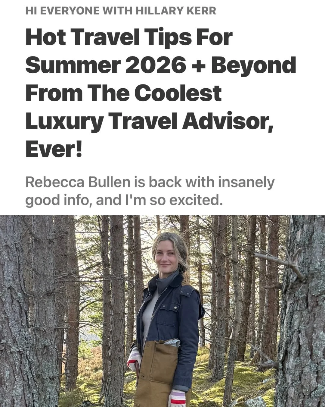 Castles! Conservation! Celebration travel! New flight routes I&rsquo;m loving, and some connecting airports to avoid this summer.

All this and a whole lot more in my fourth annual travel interview for Hillary Kerr&lsquo;s most excellent Substack.