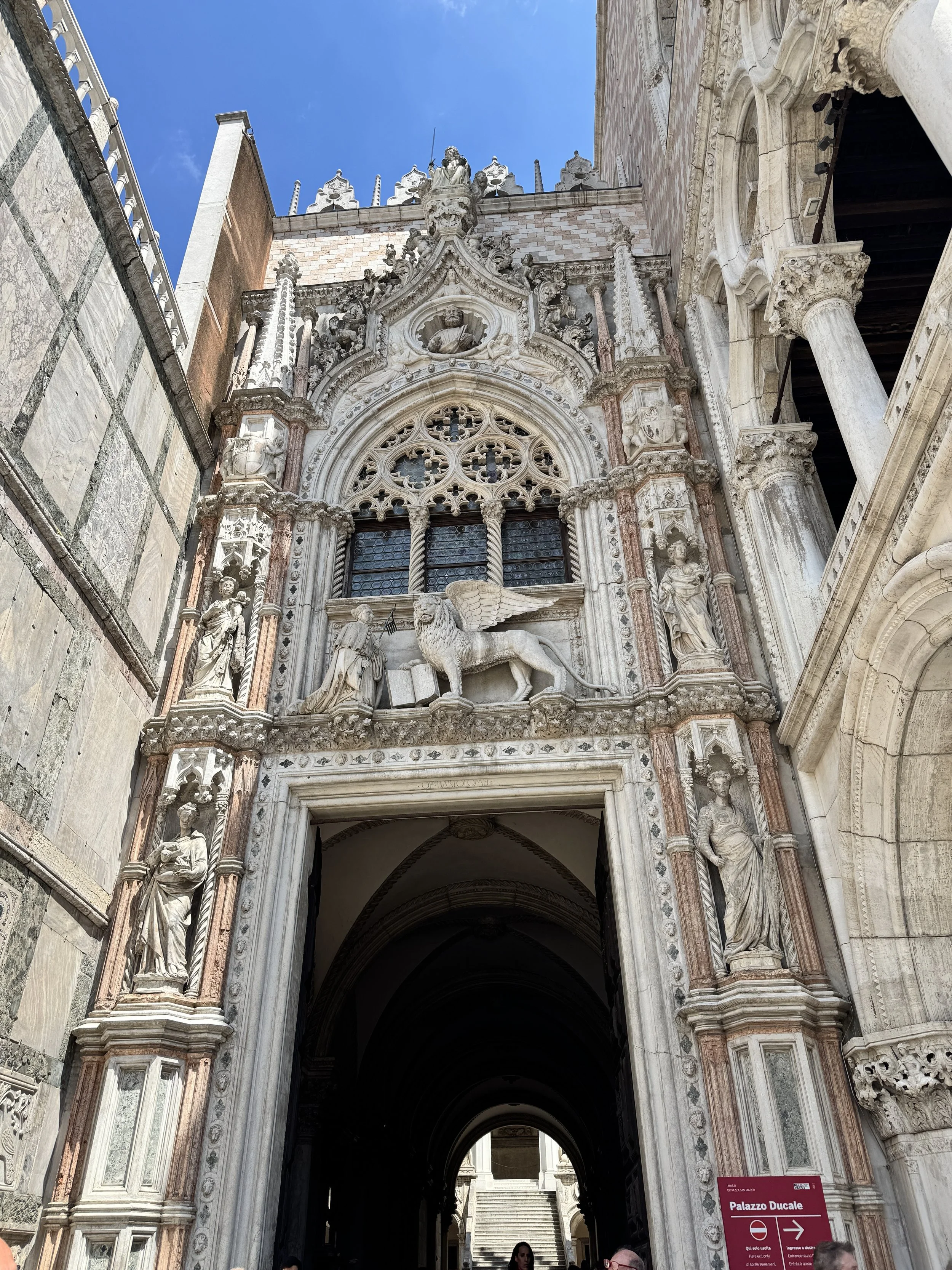 Porta della Carta entrance to Doge's Palace in Venice, Italy