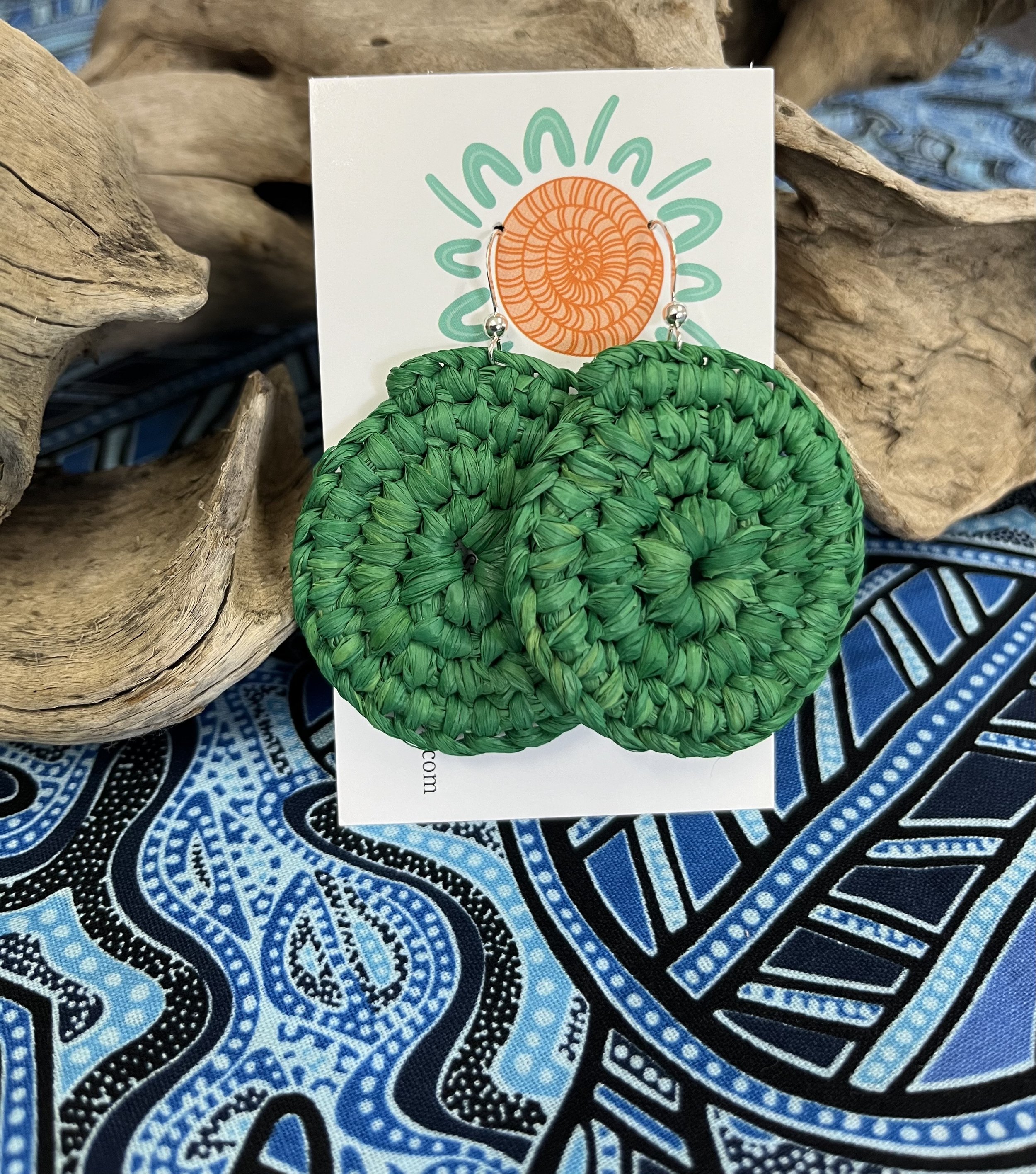 Dark Green Woven Earrings