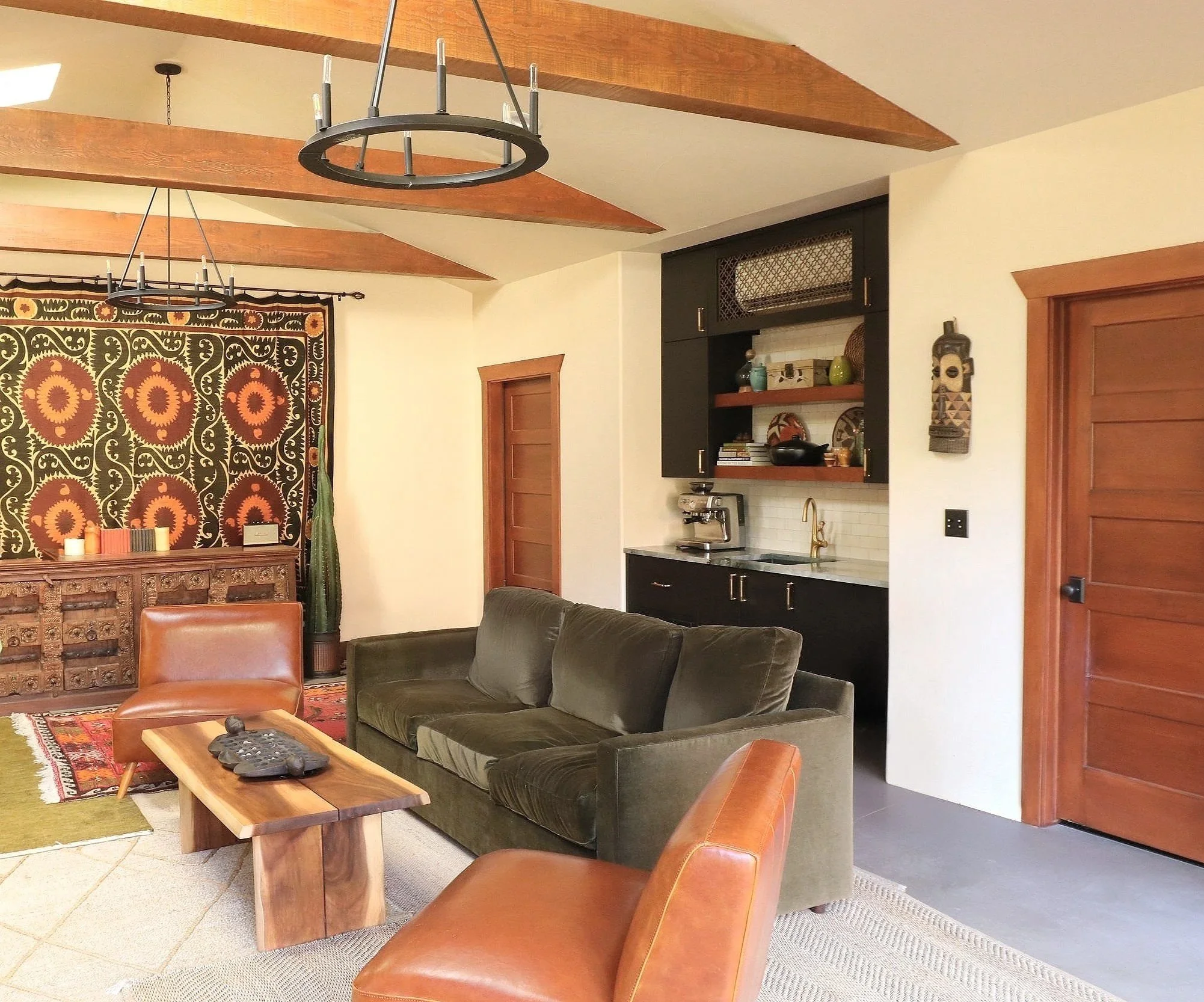 ADU guest suite with vintage textiles and craftsman details, Denver Highlands design build