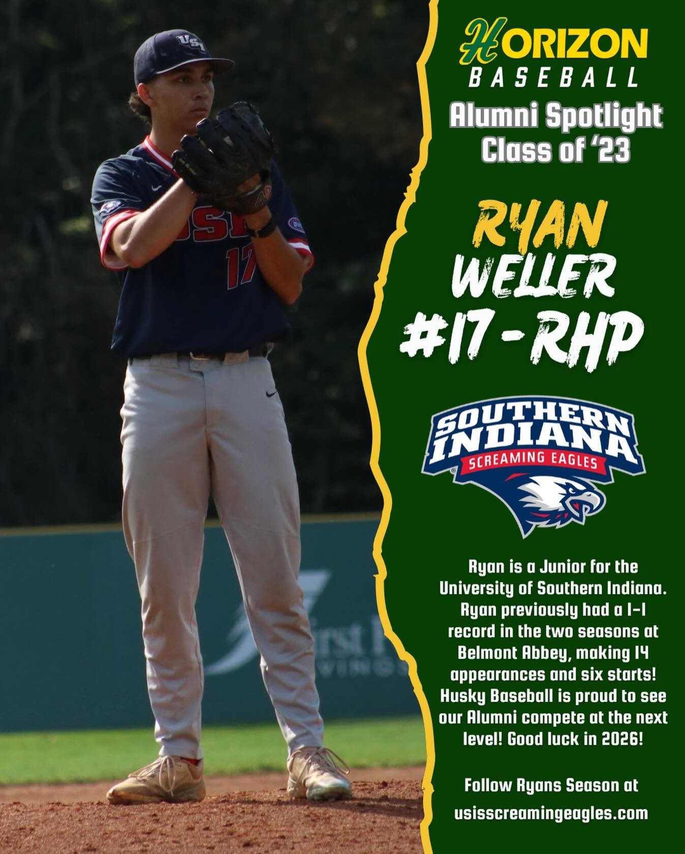 Happy Wednesday Husky Nation! Our spotlight of @husky_baseball_ Alums on their College Baseball Journey continues! Today we take a look at former Husky @ryan_weller27 (c/o &lsquo;23)! Ryan is entering his Junior year heading to D1 playing for the Sou