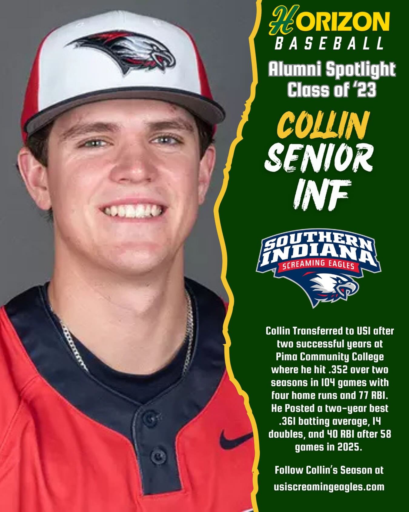 Happy Friday Husky Nation! Todays installment of our look at @husky_baseball_ Alums on their College Baseball ⚾️ Journey continues! Today we put the spotlight on former Husky standout @_collinsenior_ (c/o &lsquo;23)! Collin transferred to the Univers