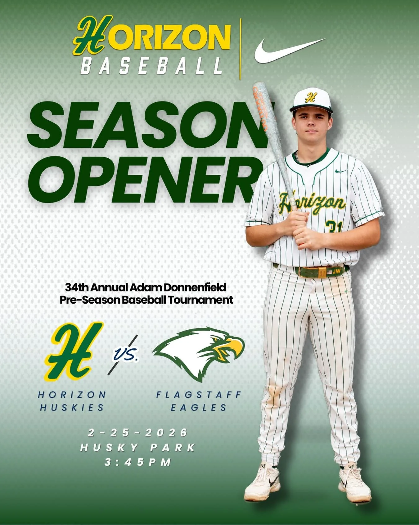 Husky Baseball hits the field tomorrow vs The Flagstaff Eagles 🦅 for the Season Opener in the 34th Annual Adam Donnenfield Pre-Season Tournament! Lets see you all out there at 3:45pm! Bring it Husky Nation 💪💪🙌