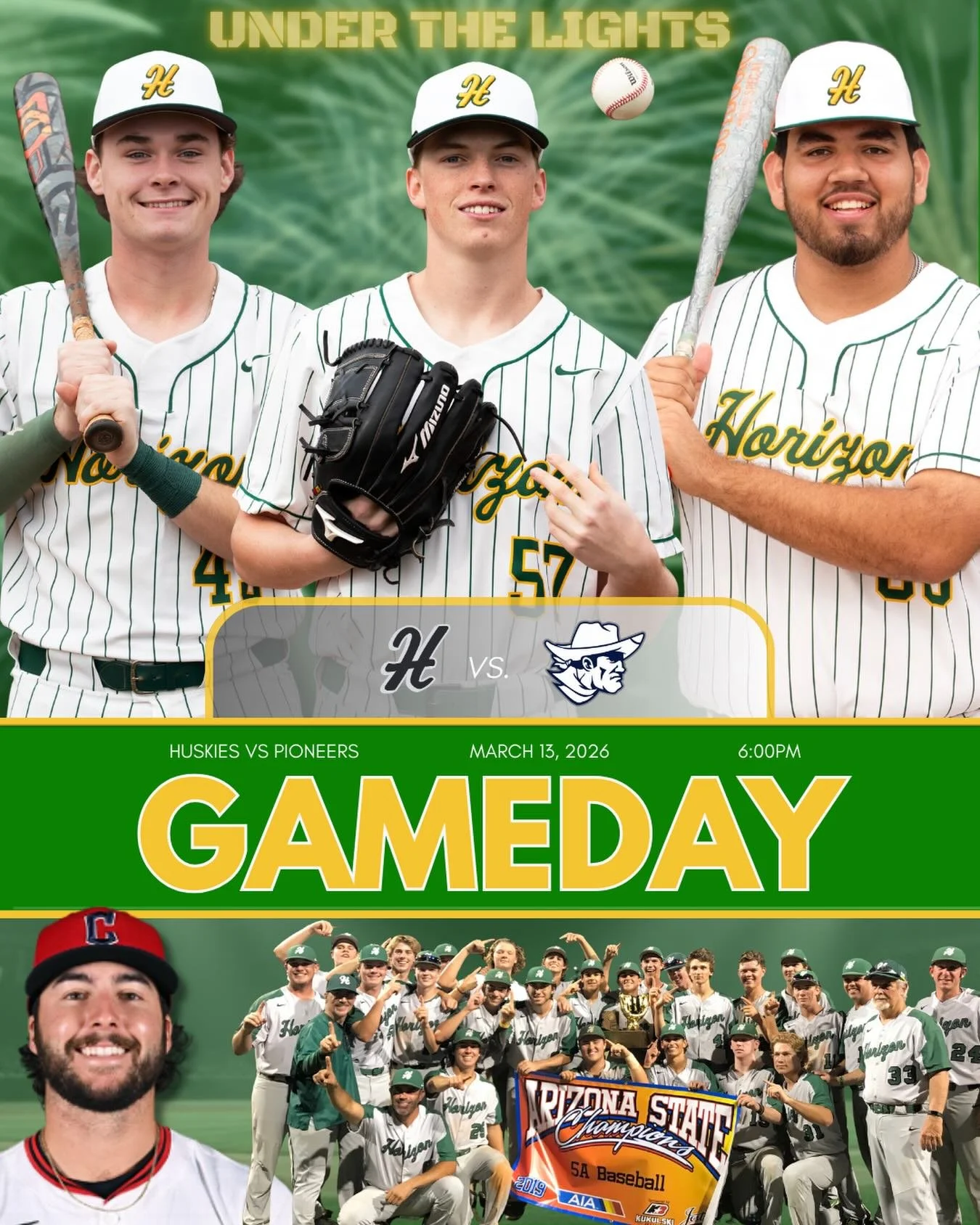 Gameday in Husky Nation!! Excited to invite all of our amazing friends, family and Former players to Husky Park this Friday night to help us celebrate! Coach Kibler will be on hand to help us honor the 2019 Horizon HS  State championship team, and we