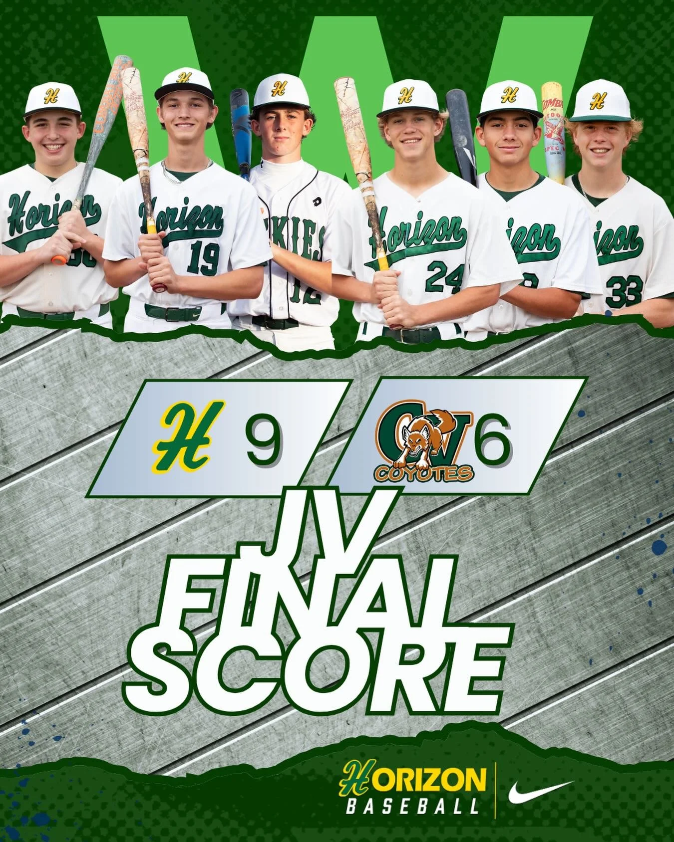 Horizon Junior Varsity Huskies outsted Campo Verde Junior Varsity Coyotes 9-6 on Monday at Horizon High School.

Horizon Junior Varsity Huskies got on the board in the bottom of the first inning after Kash Bolerjack doubled down the left field line, 