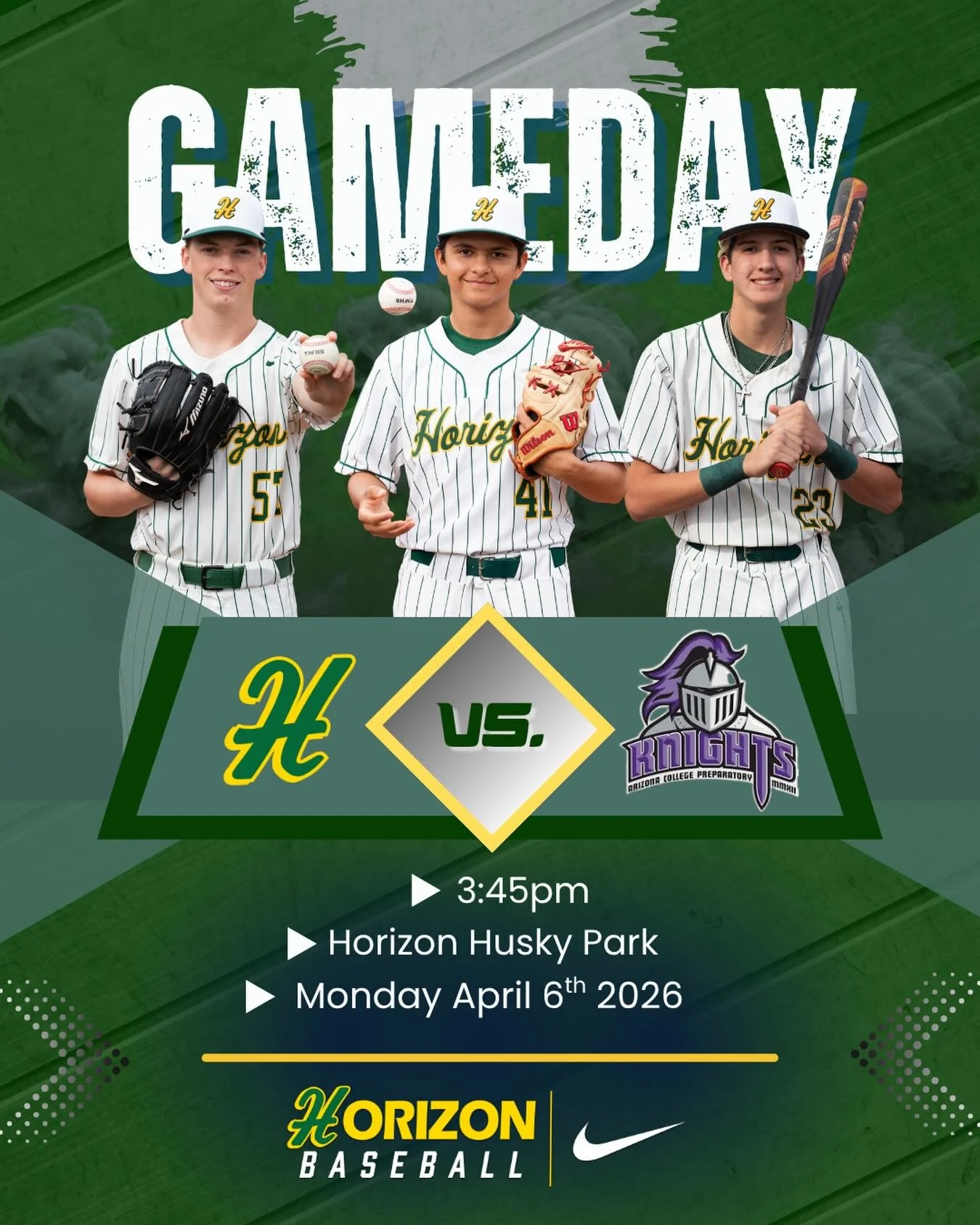 Horizon is back in action today with varsity playing at Horizon versus Arizona College prep at 3:45&hellip; JV and freshman will be on the road ACP at 3:45! Good luck to all teams!