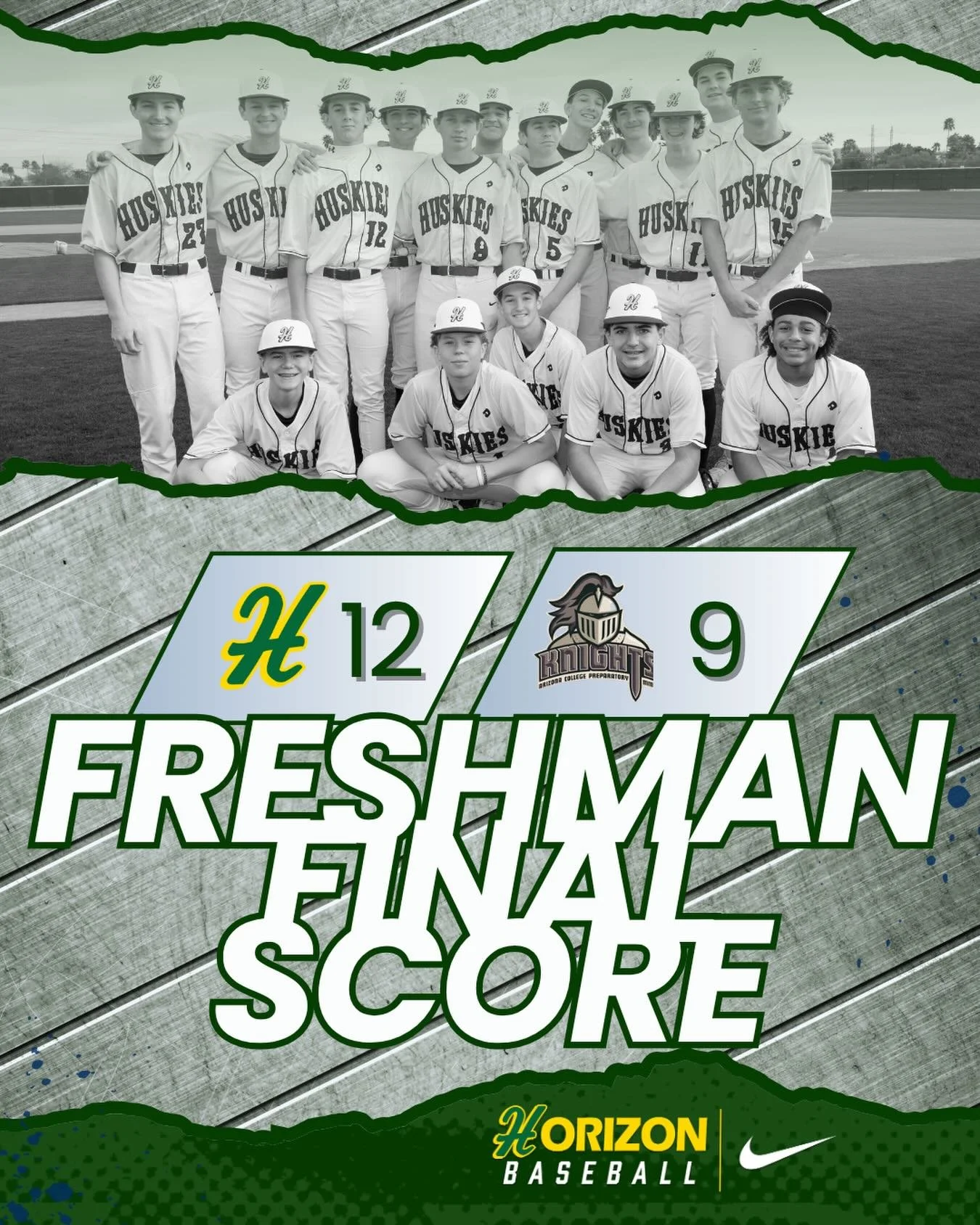 Horizon Freshman Huskies trailed by as many as seven, but came back to top Arizona College Prep Freshman Knights on Wednesday at Horizon High School, 12-9.

Arizona College Prep Freshman Knights jumped out to the lead in the top of the first inning a