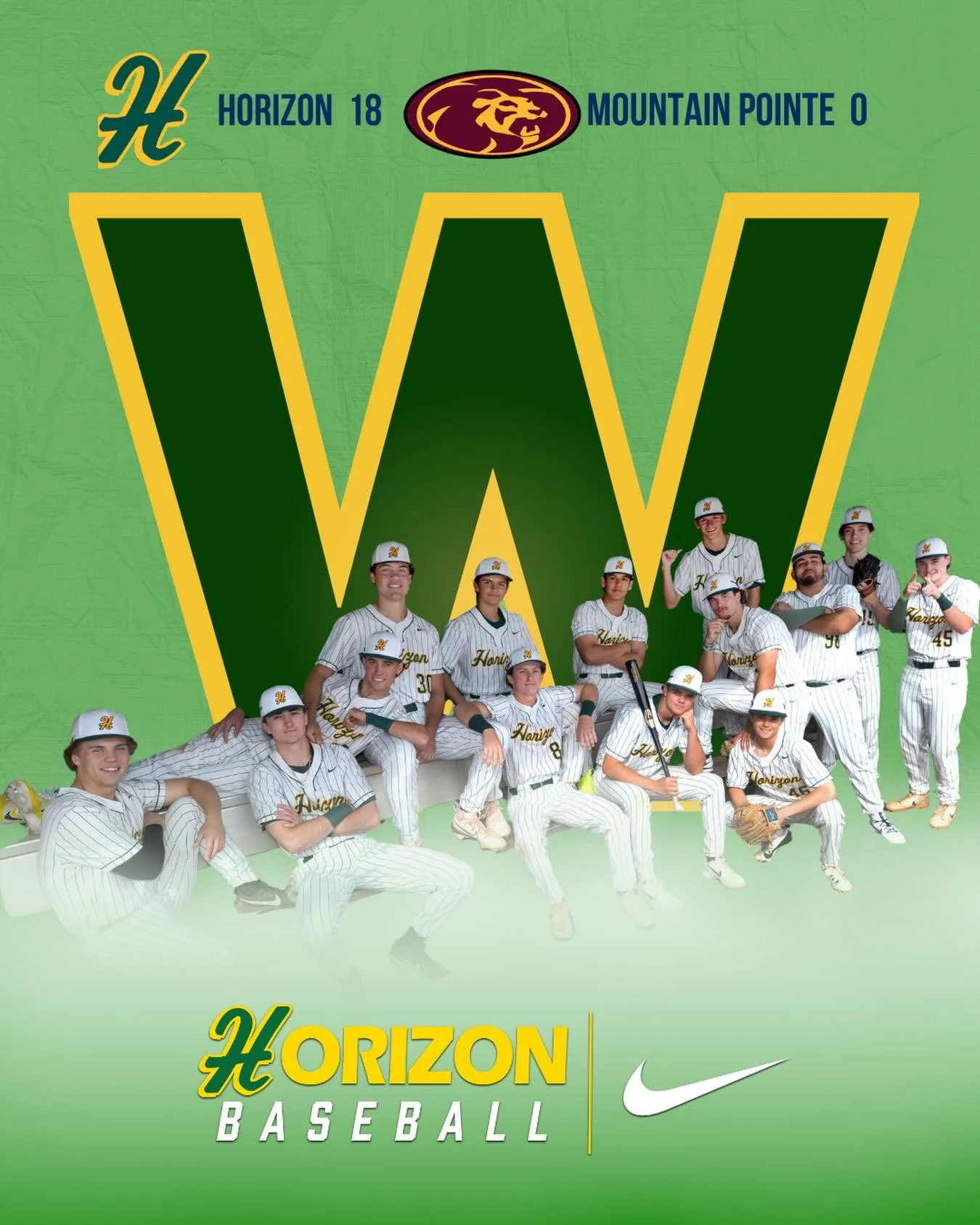 Horizon Varsity Huskies won big over Mountain Pointe Varsity Pride 18-0 on Tuesday at Horizon High School.

Horizon Varsity Huskies jumped out to the lead in the bottom of the first inning after Jackson Weber doubled, scoring one run, Hunter Walker d