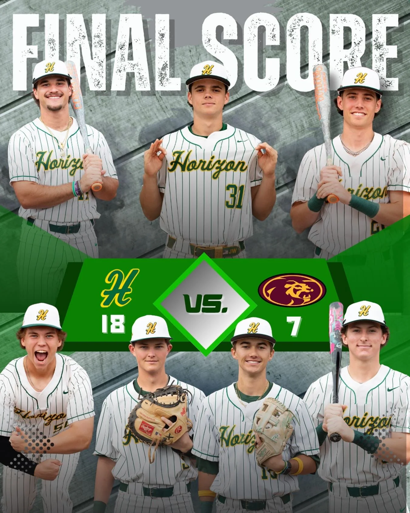 Hudson Grainger collected three hits in four at bats, as Horizon Varsity Huskies defeated Mountain Pointe Varsity Pride 18-7 on Thursday at Mountain Pointe High School. Grainger doubled in the second inning, singled in the third inning, and singled i