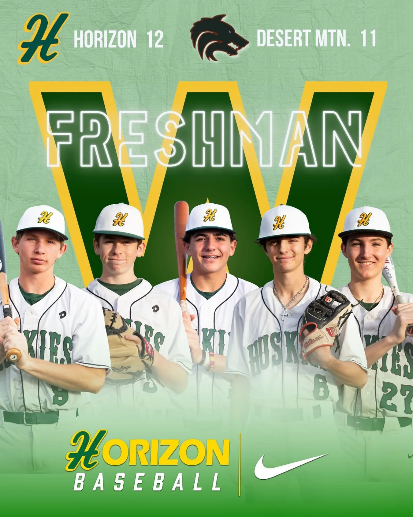 It came down to the wire on Friday at Horizon High School, as Horizon Freshman Huskies grabbed the victory in walk-off fashion, 12-11, over Desert Mountain Freshman Wolves 2029. The game was tied at 11 in the bottom of the sixth when Sean Smith hit a
