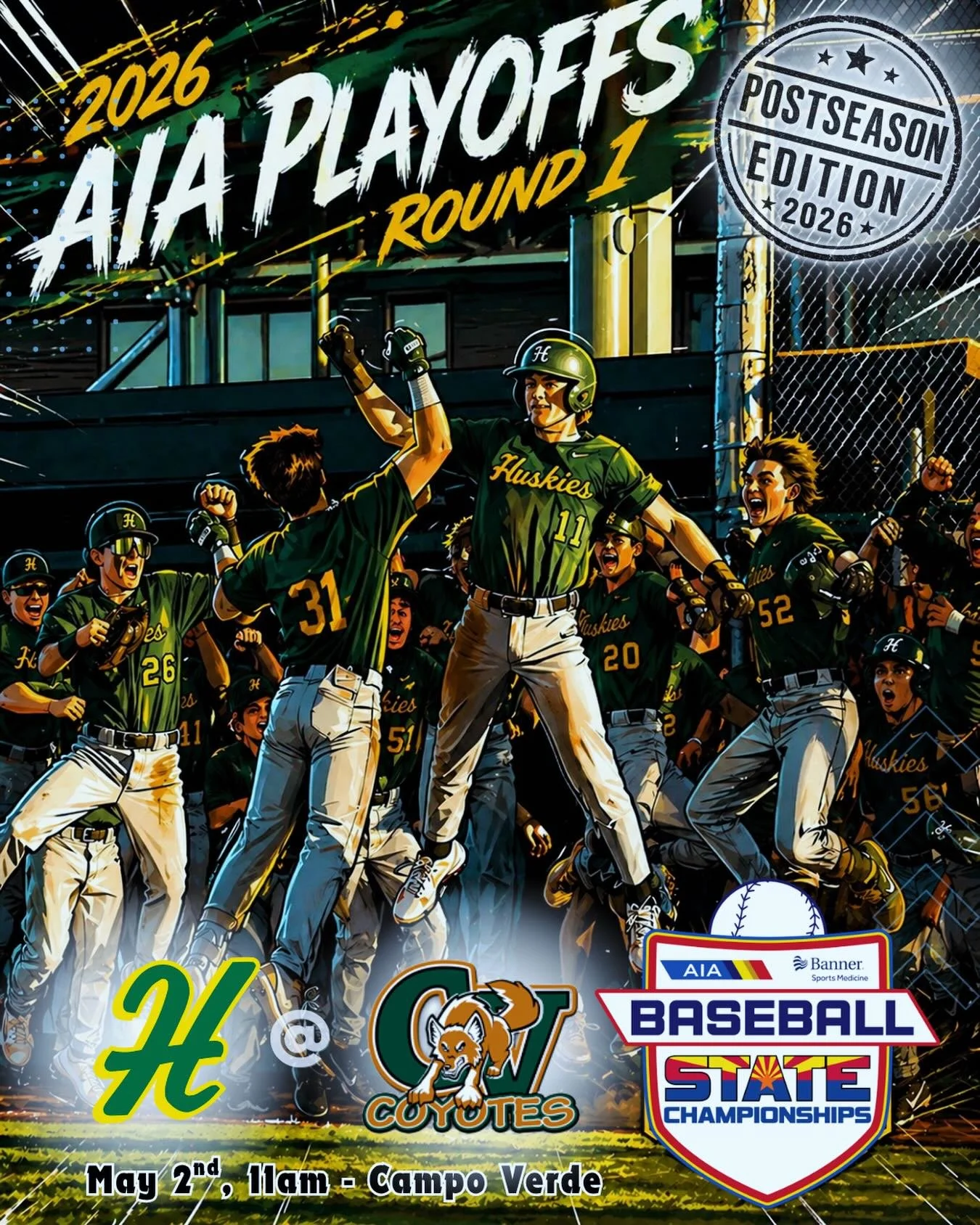 Brackets are out! Huskys face off on Saturday  @ Campo Verde at 11am! Lets get the Husky Nation on the road to cheer on the Boys!