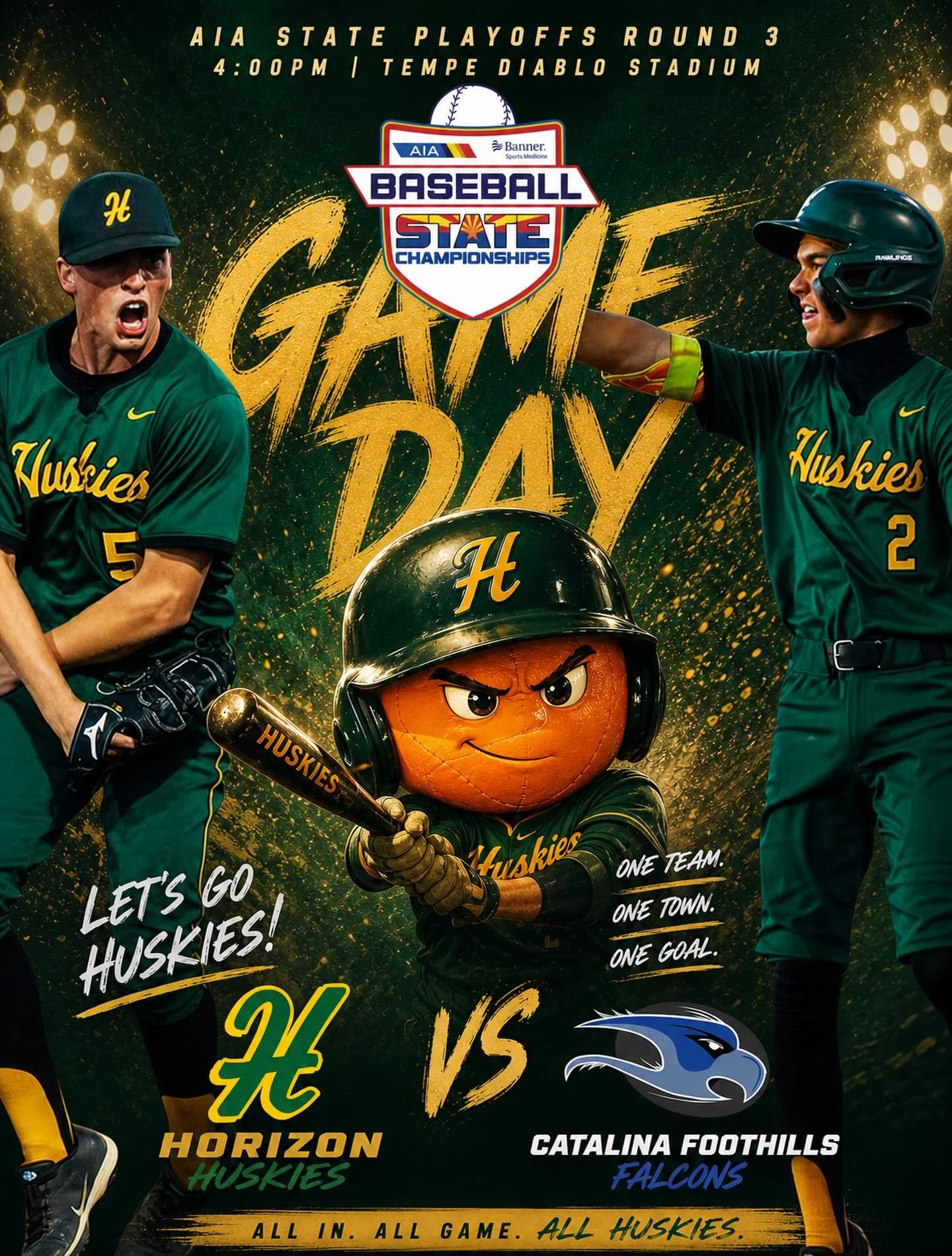Playoff Gameday vs Catalina Foothills from Tucson is today - 4pm at Tempe Diablo Stadium 💪 Lets Get the entire Husky Nation Army out in full force to Cheer on the boys to the Semi Finals! 🔥💪🙌