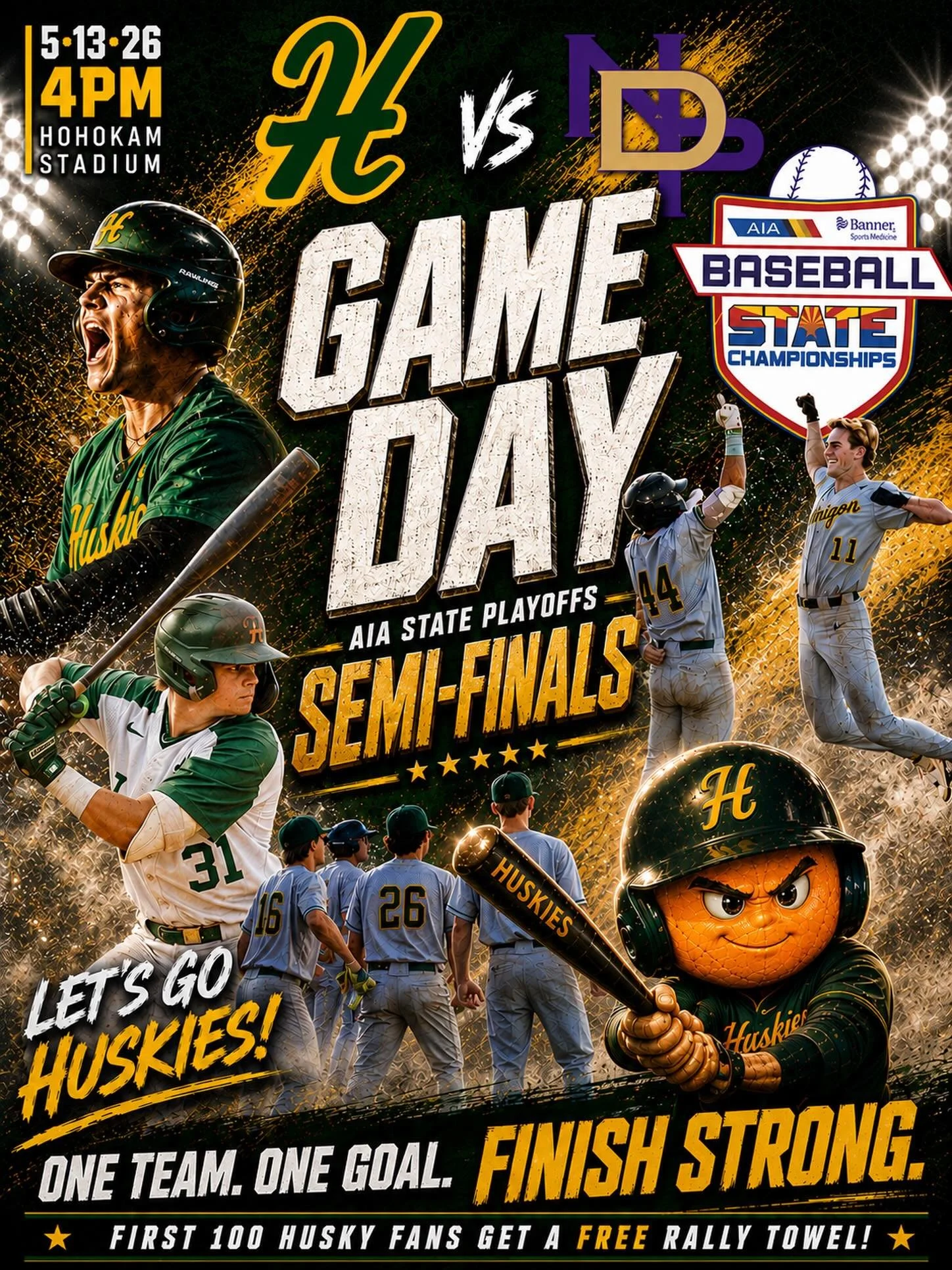 Gameday Husky Nation! See everyone at 4pm out at Hohokam Stadium as the boys take on NDP in the semi-finals 🔥 first 100
Husky Fans get an official Horizon Rally Towel! Lets bring home the W 💪🙌👍🔥