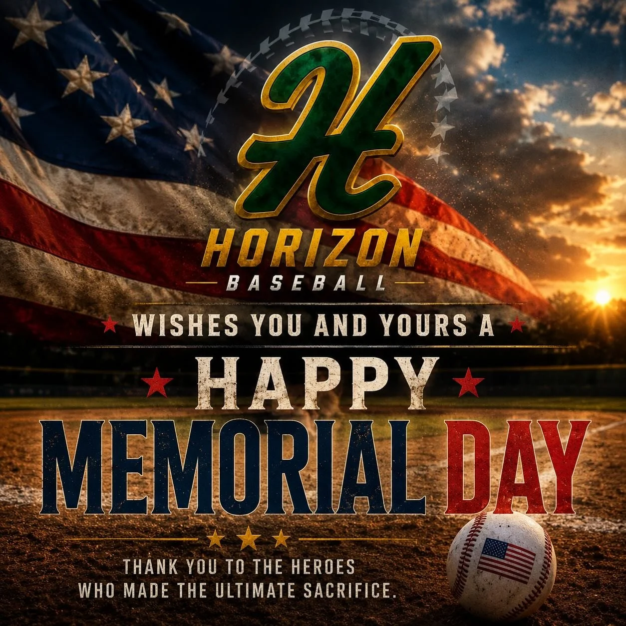 Happy Memorial Day from Horizon Husky Baseball! Enjoy the Day remembering all the great hero&rsquo;s who proudly protect our freedom 🇺🇸