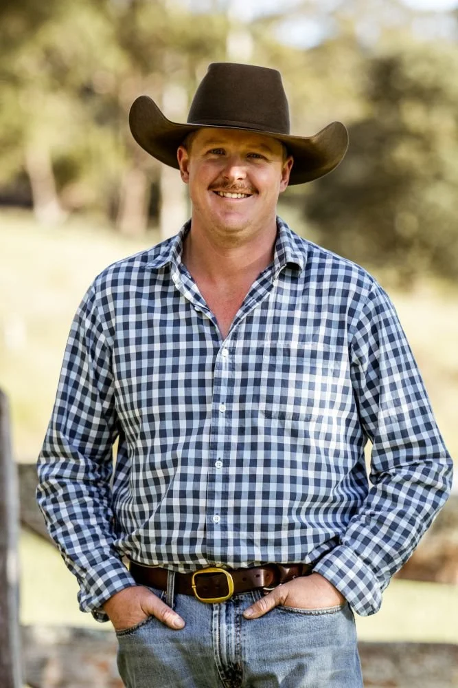 Professional headshot image of farm manager in Tasmania, captured by local photographer Amy Lyon. 