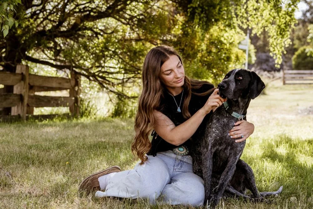 photo of local photographer Amy Lyon and her pet dog