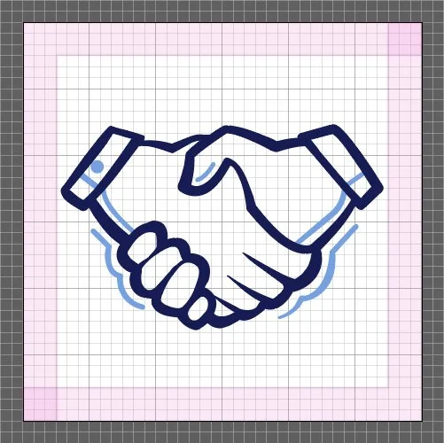 Illustration of a handshake on graph paper background.