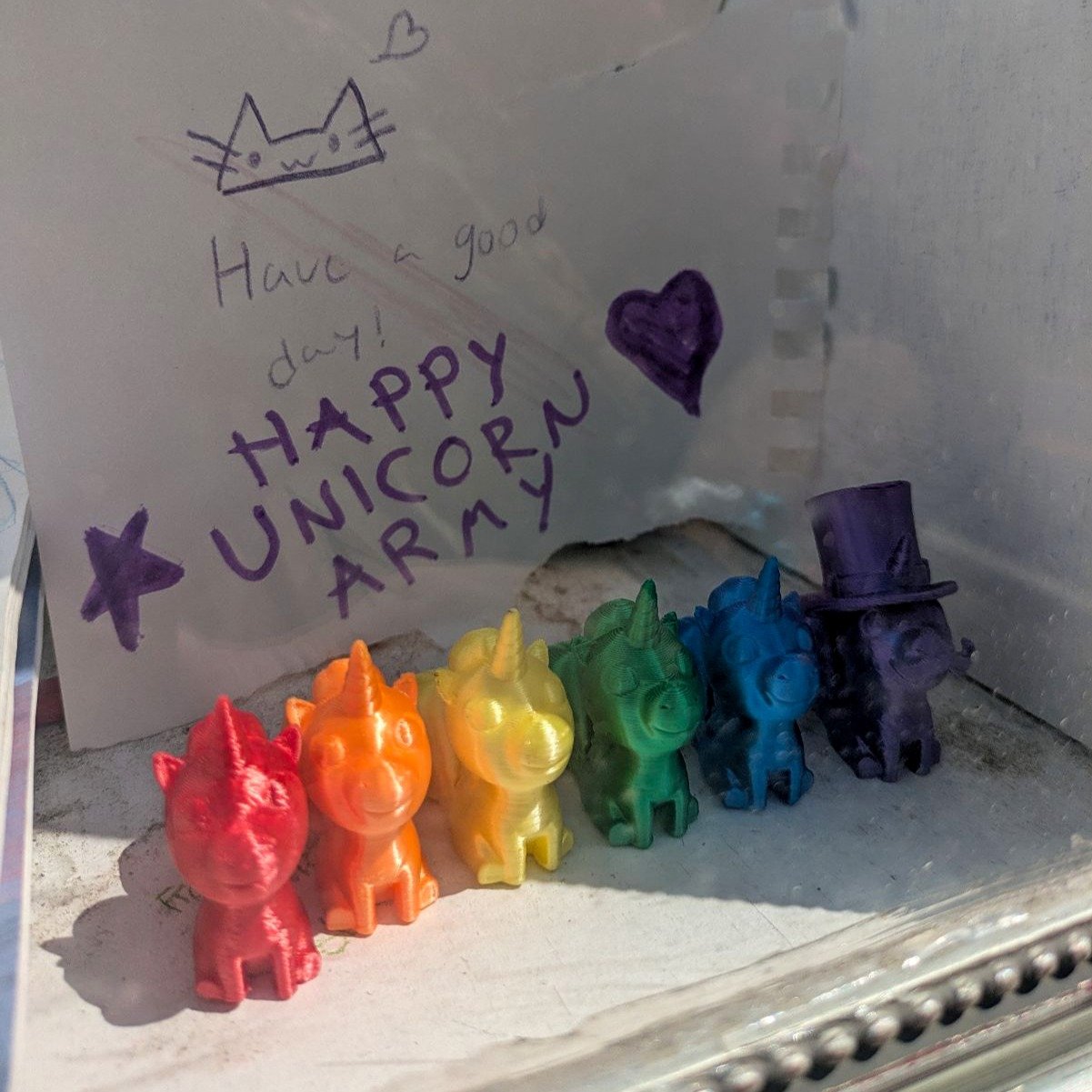 Rainbows everywhere!

Placed in a &quot;Little Free Art Gallery&quot; in Warren, RI