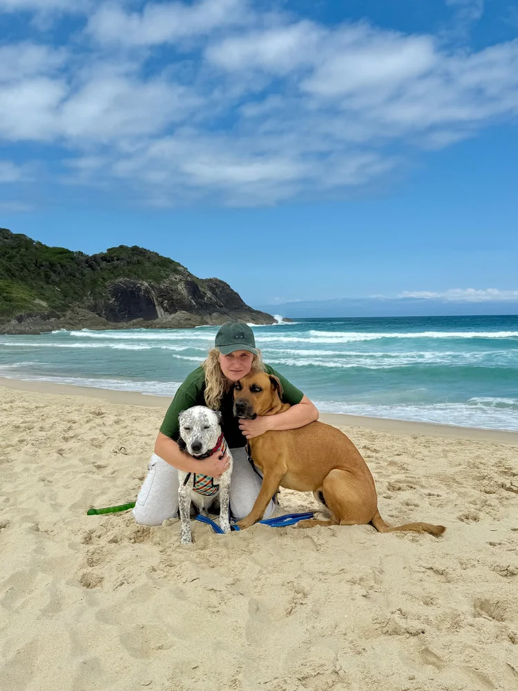 Amanda, founder of Waggy Travels, with one of her dogs