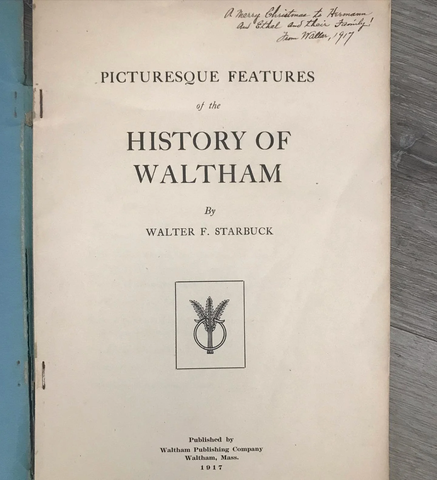 A old pamphlet-like book falling apart&mdash;or a treasure in disguise? Why a signed book from 1917 about the history of the Boston suburbs all the way out here in San Diego, California? 

I picked this up off the free cart in the RB library, excited