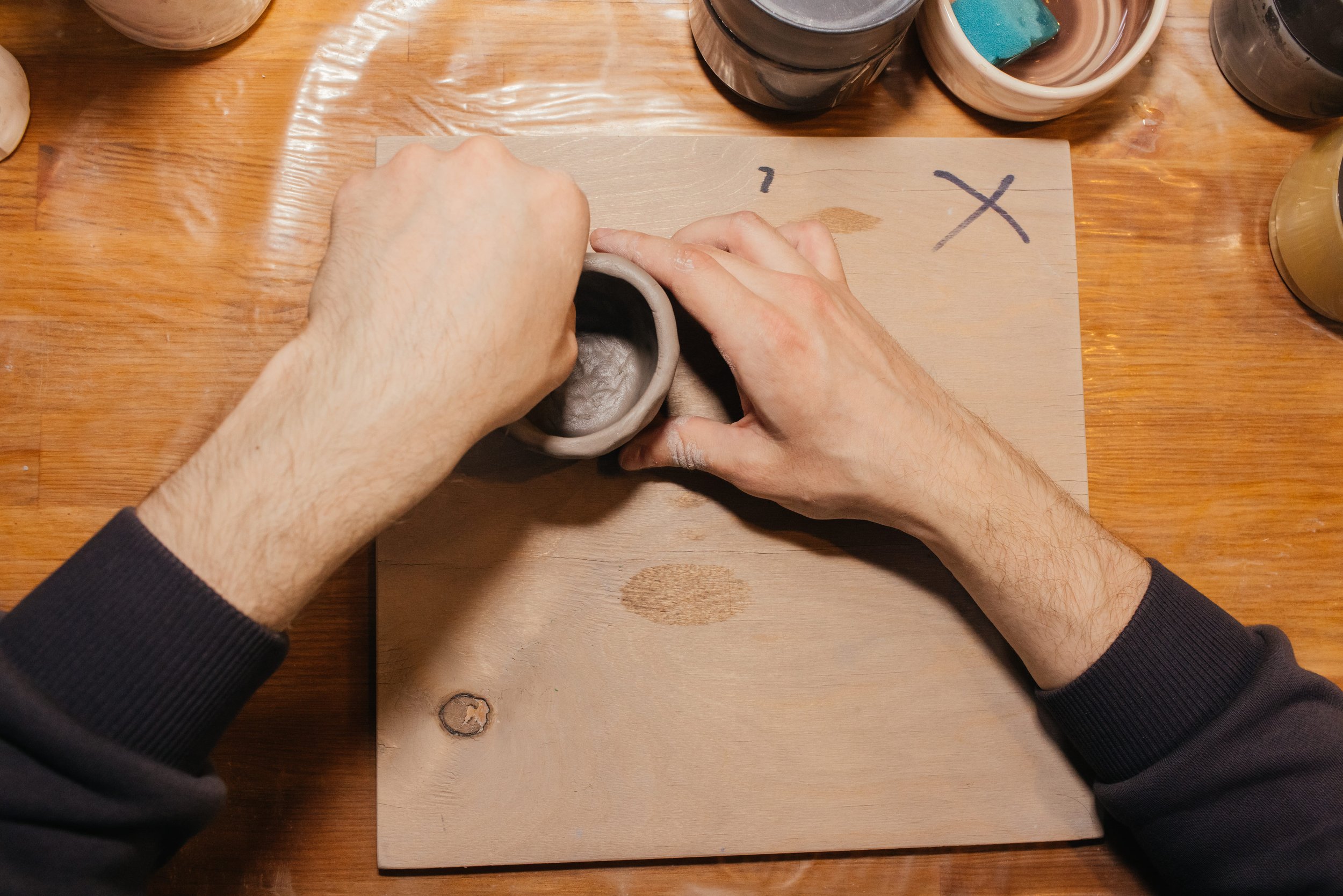  Greenland Hills    pottery studio interior with clay tools  
