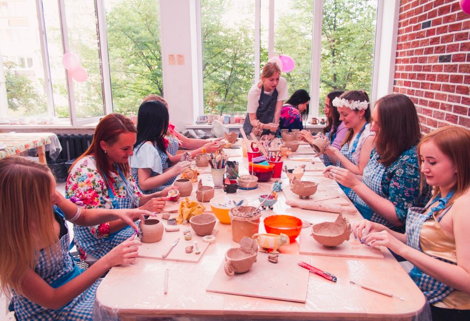 Bright and modern pottery studio Swiss Avenue   workspace setup   