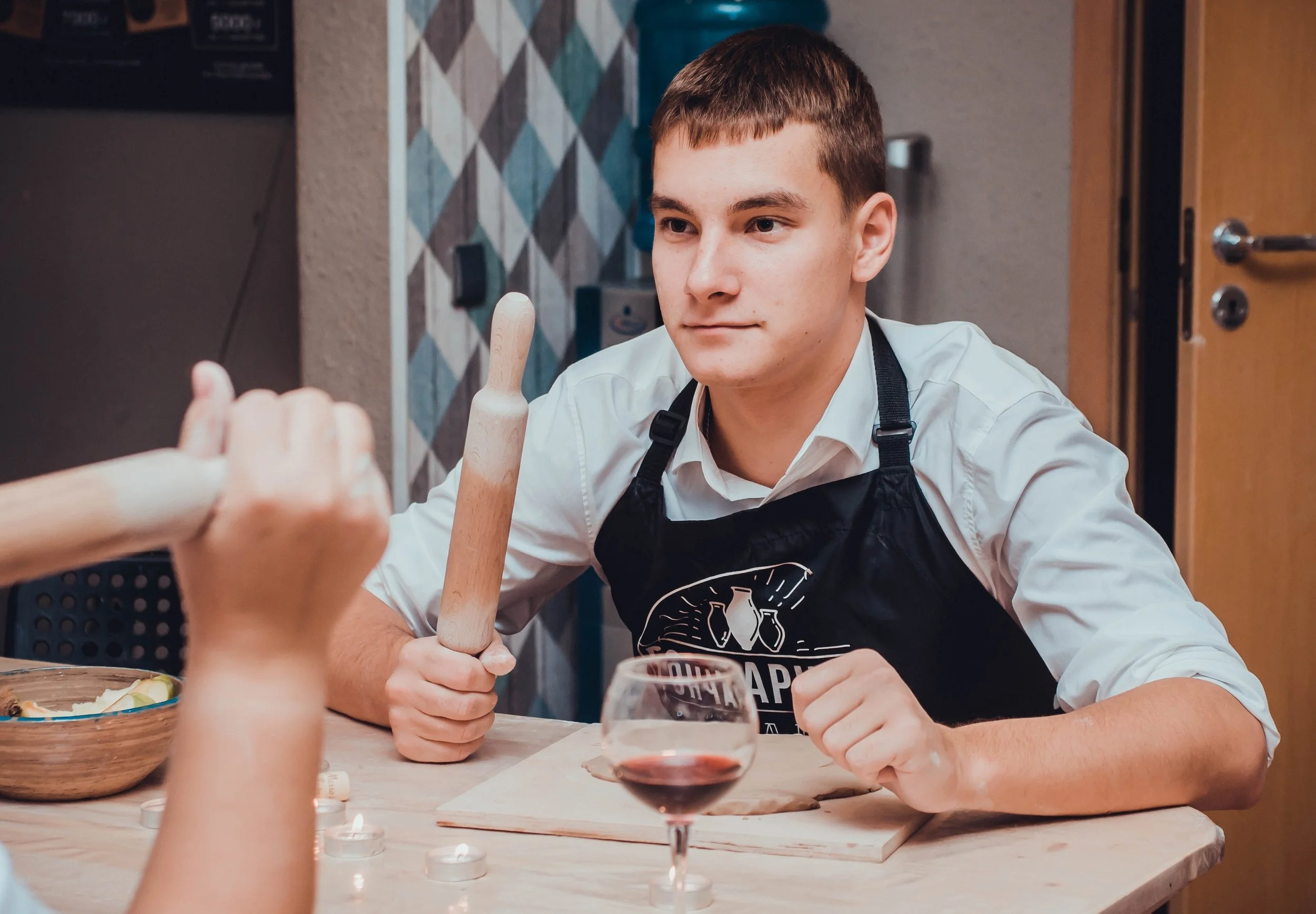 Pottery Junius Heights clay tools and materials on worktable  