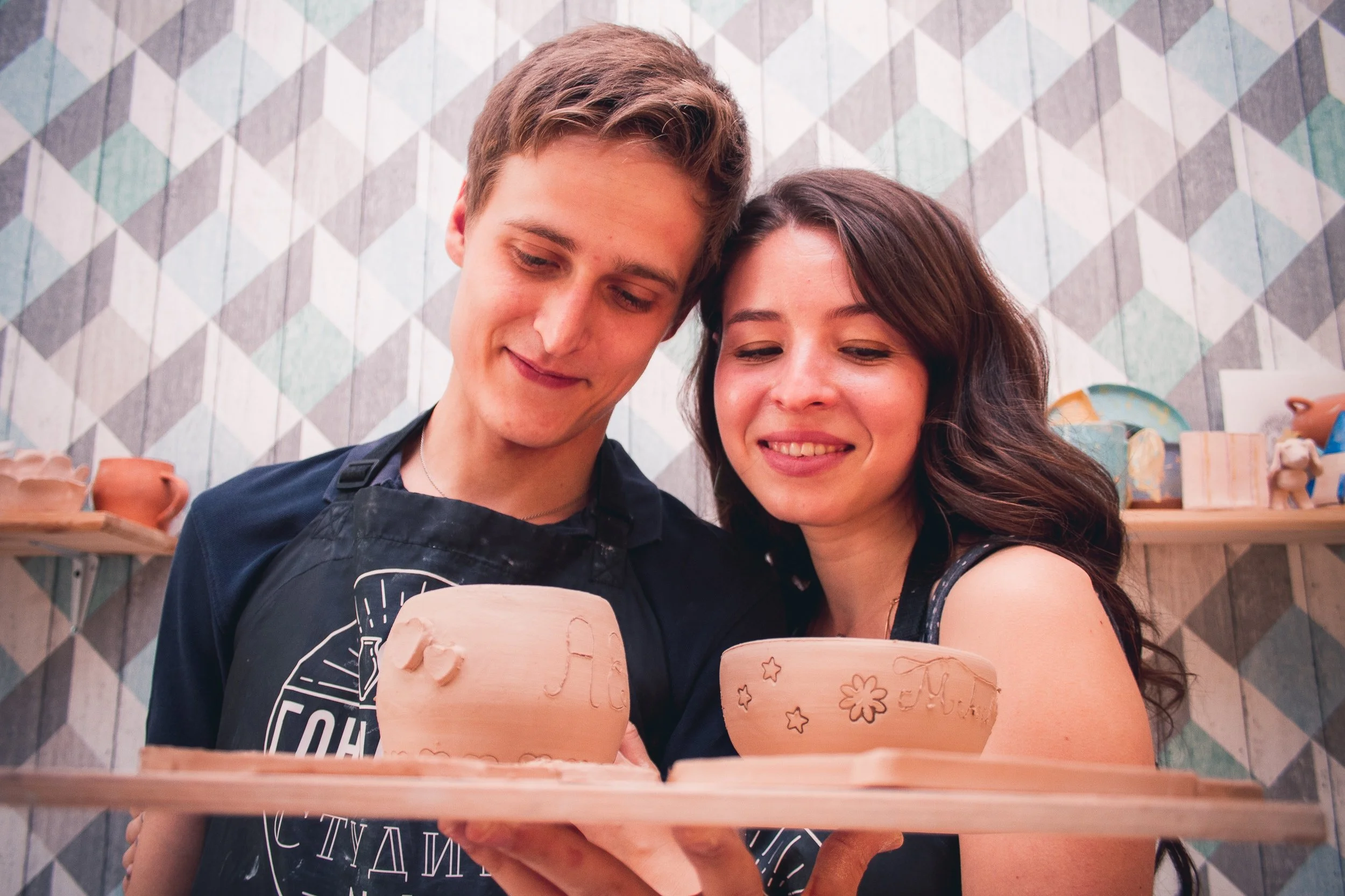 Decorating ceramic pieces in Greenland Hills          studio  