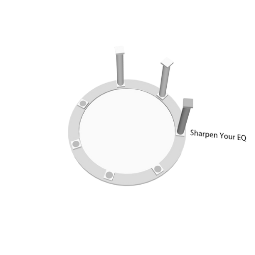 Diagram showing four standing keyboard keys labeled 'sharpen your typing.'