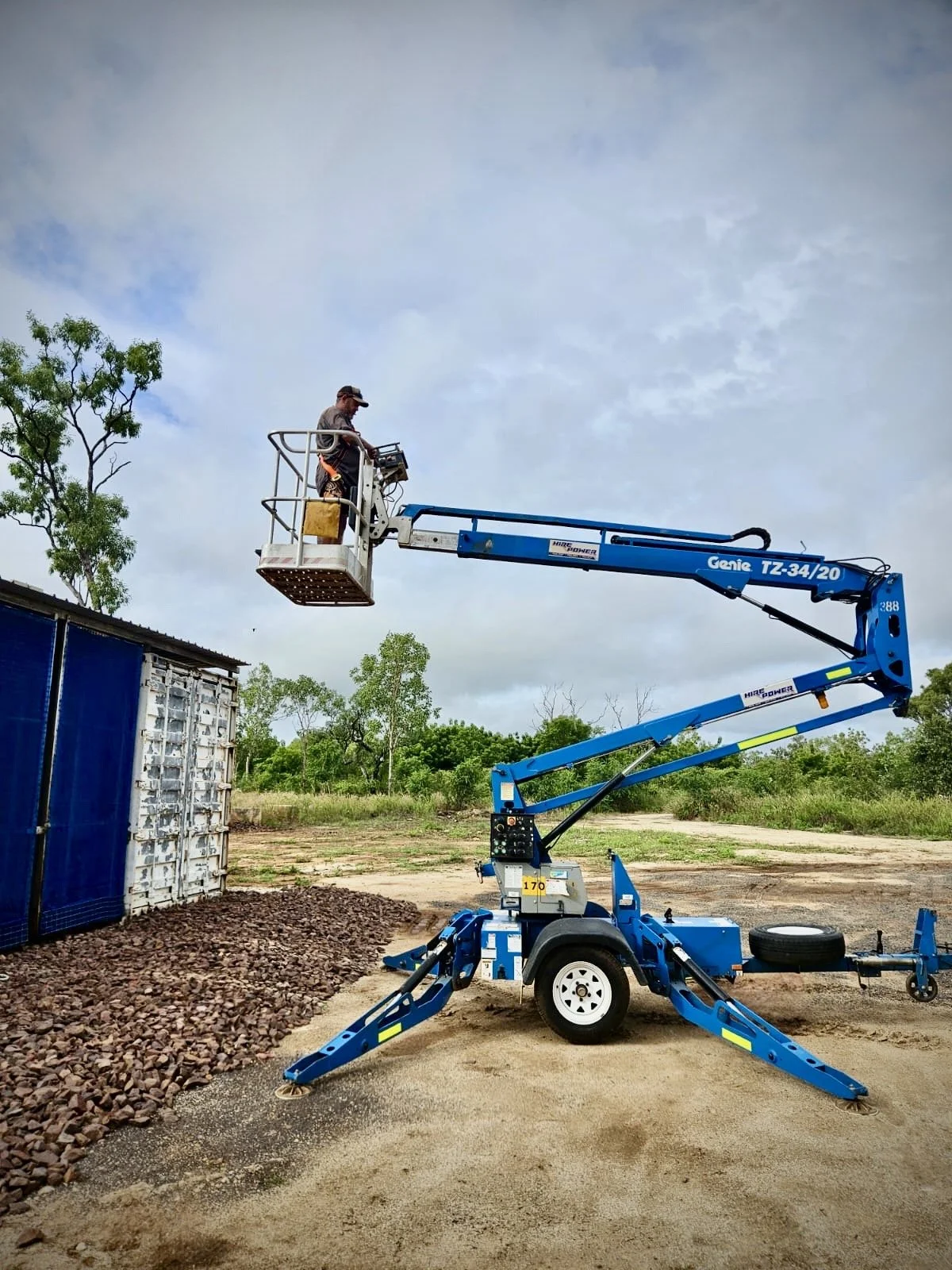 Gutter cleaning lift training.
