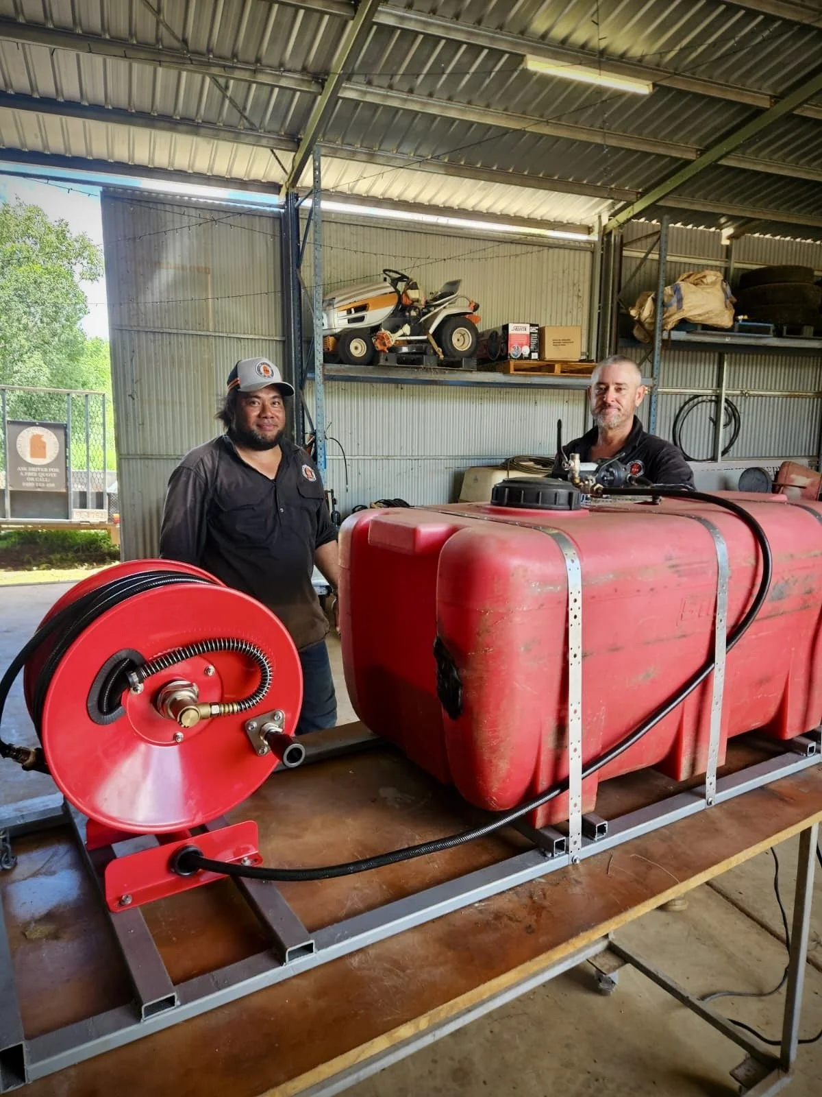 Chemical spray unit frame construction.