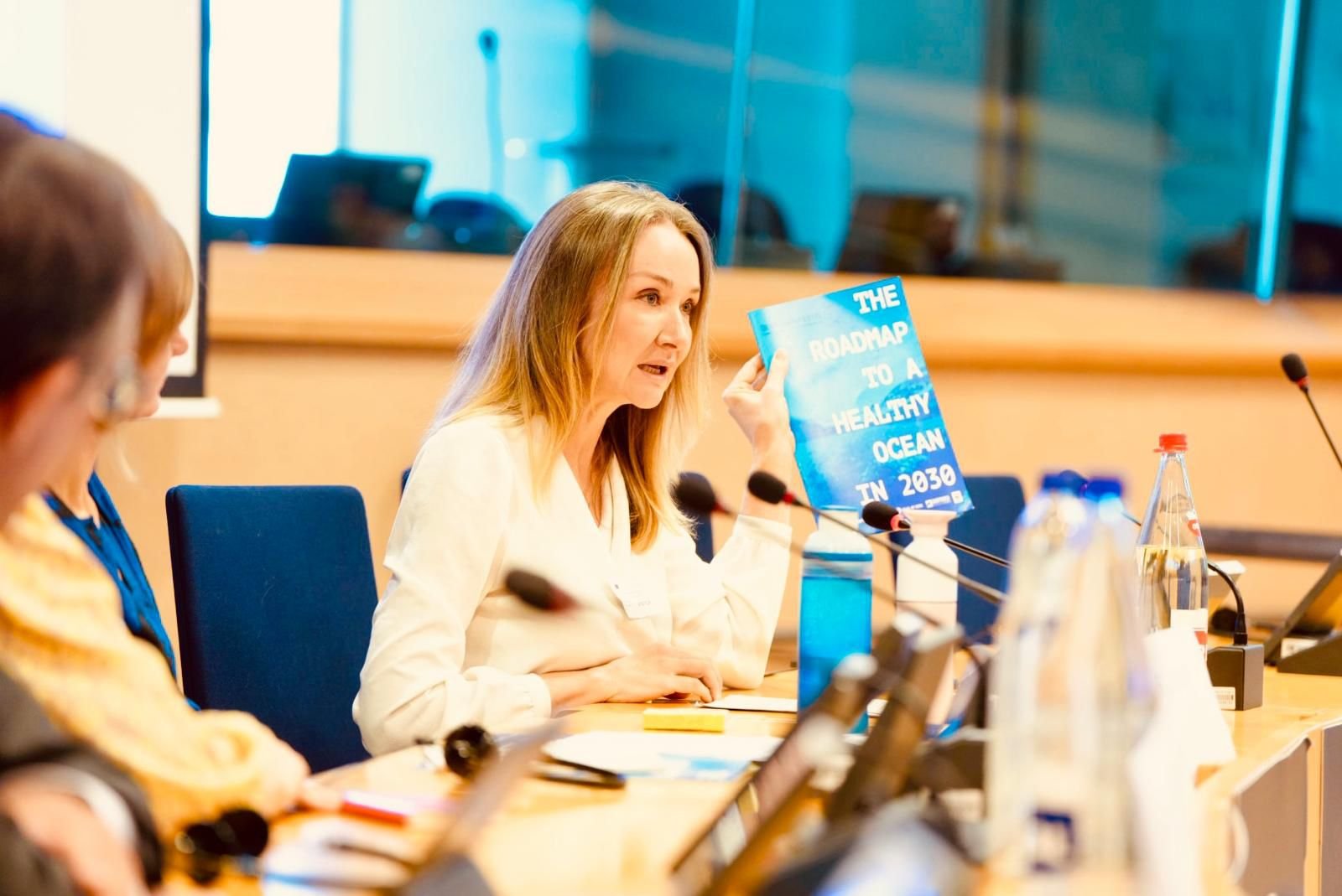 Alexandra Cousteau speaks at the EU Parliament.