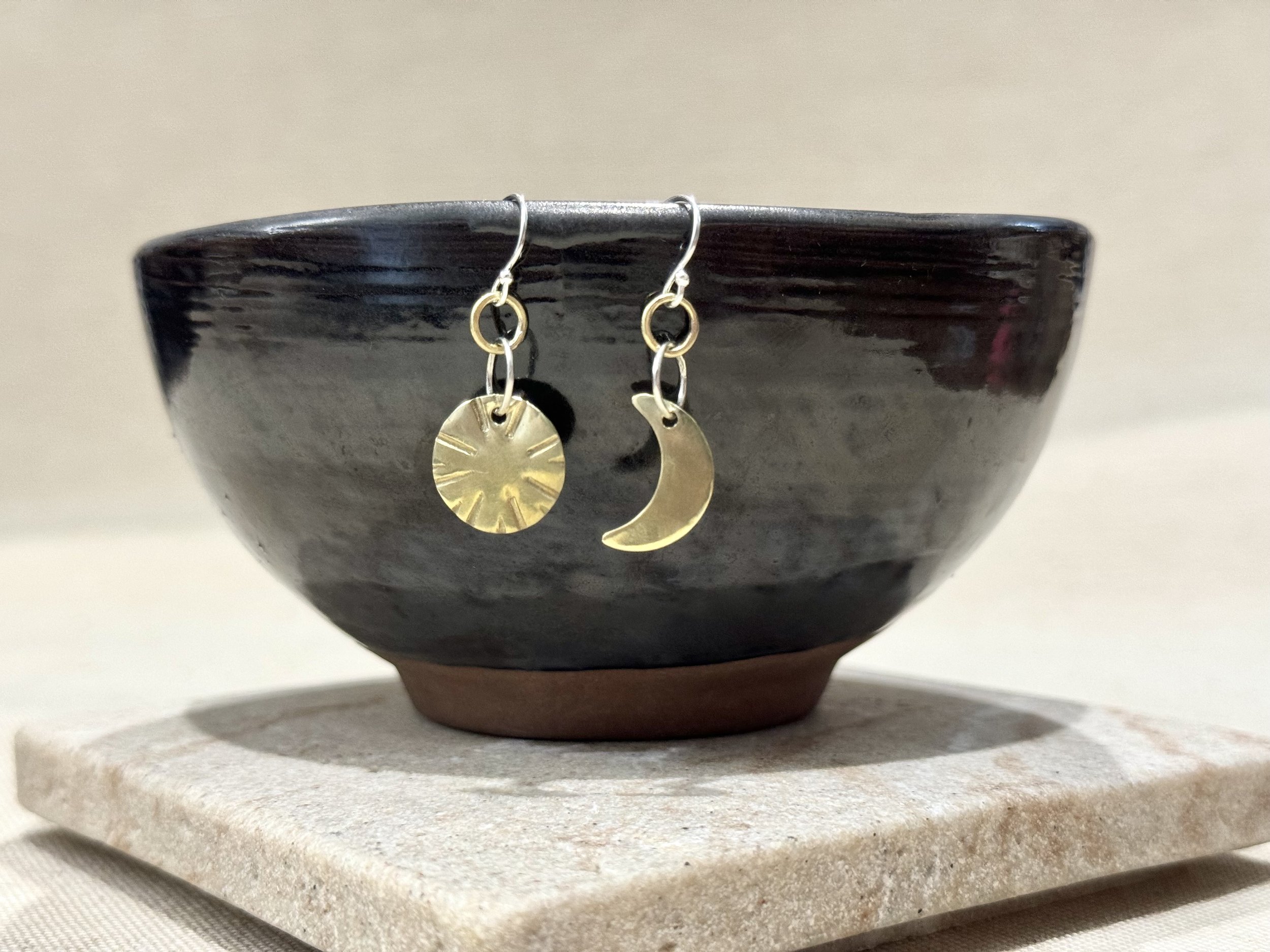 Sun and Moon Dangle Earrings