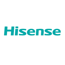 Hisense logo with blue-green text on a white background.