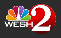 NBC WESH Channel 2 logo with NBC peacock logo and large 2 in white in a red circle