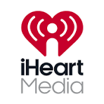 iHeart Media logo, with iHeart Media text in black and gray with a white radio tower like graphic in a red heart