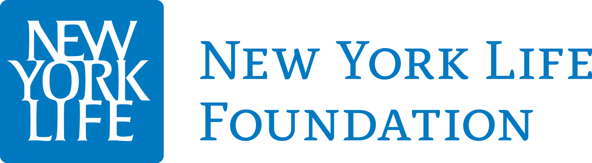 New York Life Foundation color logo, with New York Life in white text in a blue box and New York Life Foundation in blue text with a white background