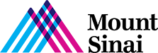 Mount Sinai logo: two triangle shapes overlap, one in pink and one in blue. The words Mount Sinai are in black and stacked.