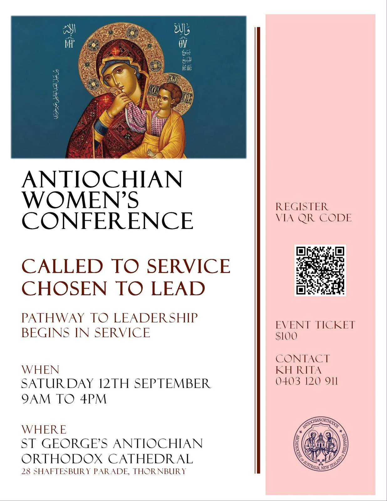The Khouriyeh’s of Victoria would like to warmly invite like-minded Orthodox women to come together at the second Antiochian Women’s Conference which is to be held in Victoria, where you can deepen your understanding of the Orthodox faith, grow spiri