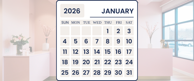 January 2026 calendar on a wall with a pink room and large window in the background.