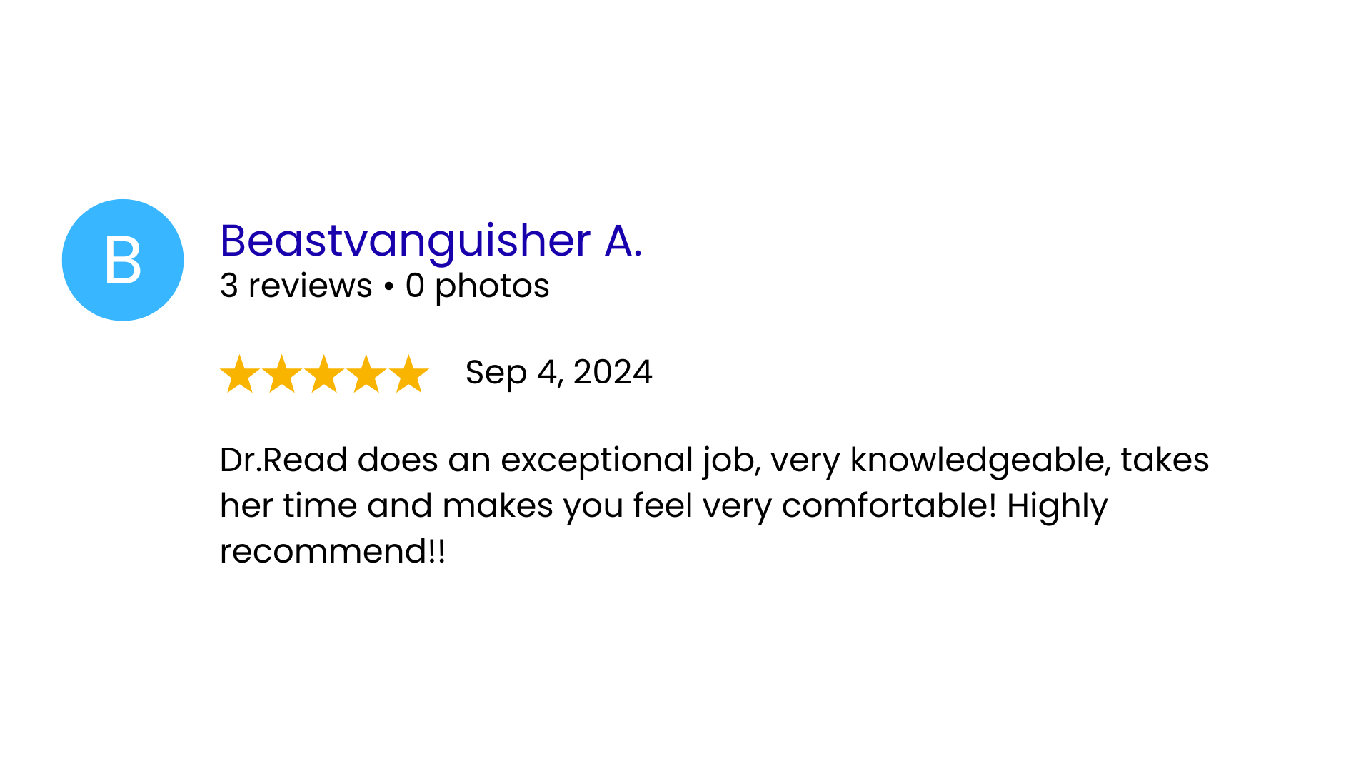 Client testimonial on Google appreciating supportive team and great overall results.