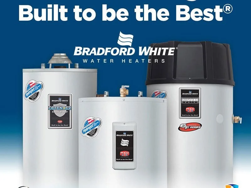 Bradford White residential and commercial-grade water heaters installed by RonJon Plumbing throughout Central Ohio.
