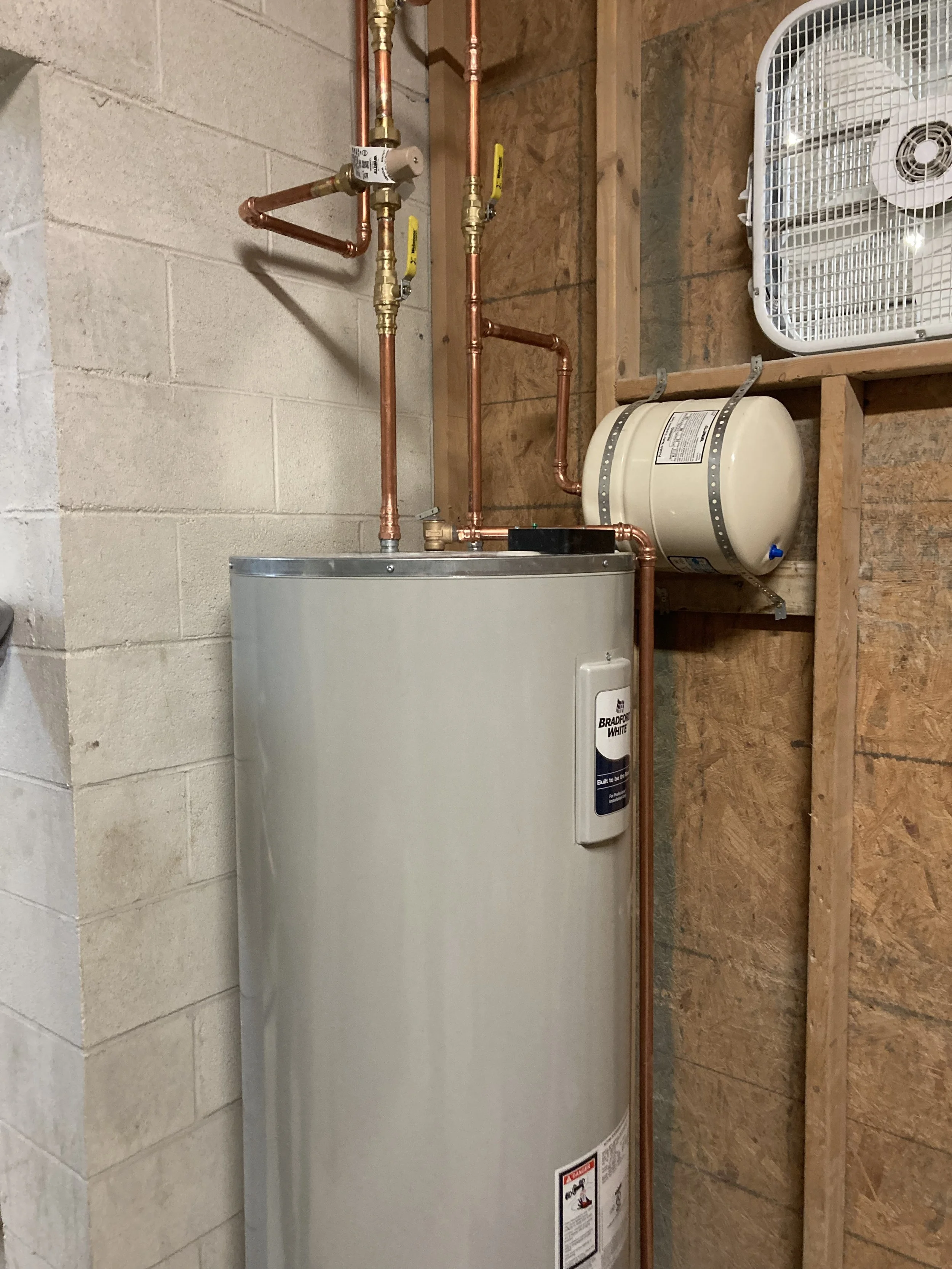 Bradford White water heater installation completed by RonJon Plumbing in Central Ohio