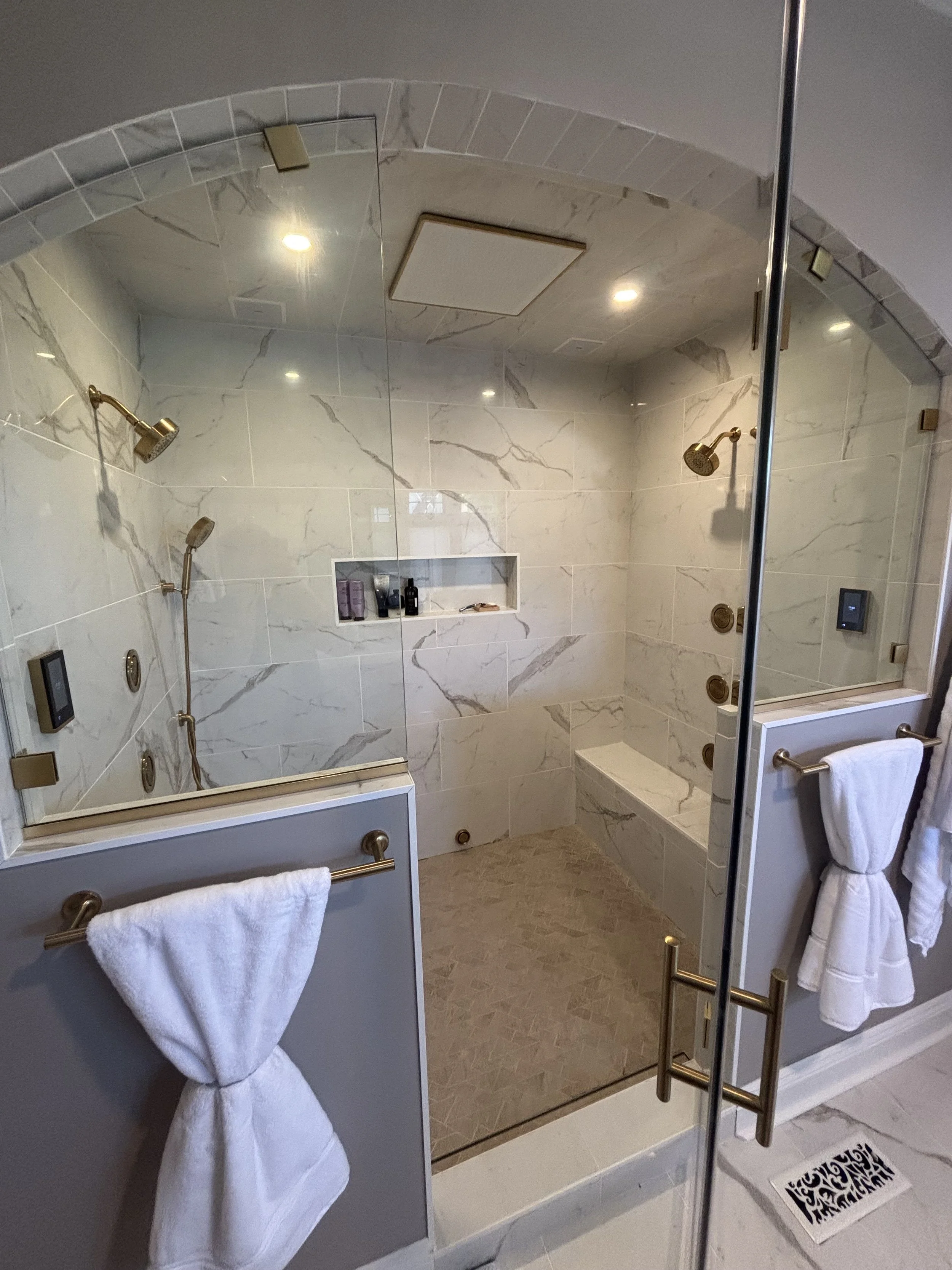 Master bathroom renovation in Sunbury, Ohio with cast iron replacement, complete repipe, and drain improvements by skilled remodel plumbers serving Central Ohio homeowners and contractors.