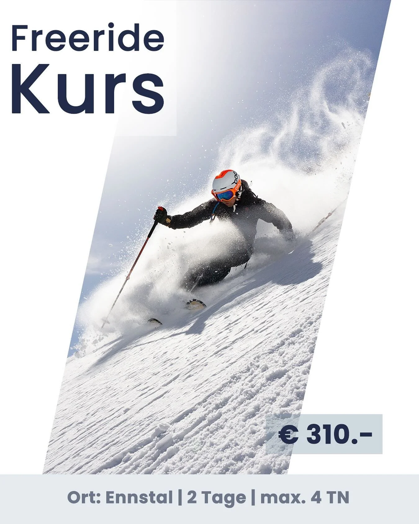 In unserem 2-t&auml;gigen Freeridekurs f&uuml;r fortgeschrittene Skifahrer:innen lernst du die Technik f&uuml;r abseits der Piste kennen, Risikomanagement und das richtige Verhalten im Gel&auml;nde. Ein praxisorientiertes LVS-Training sorgt f&uuml;r 