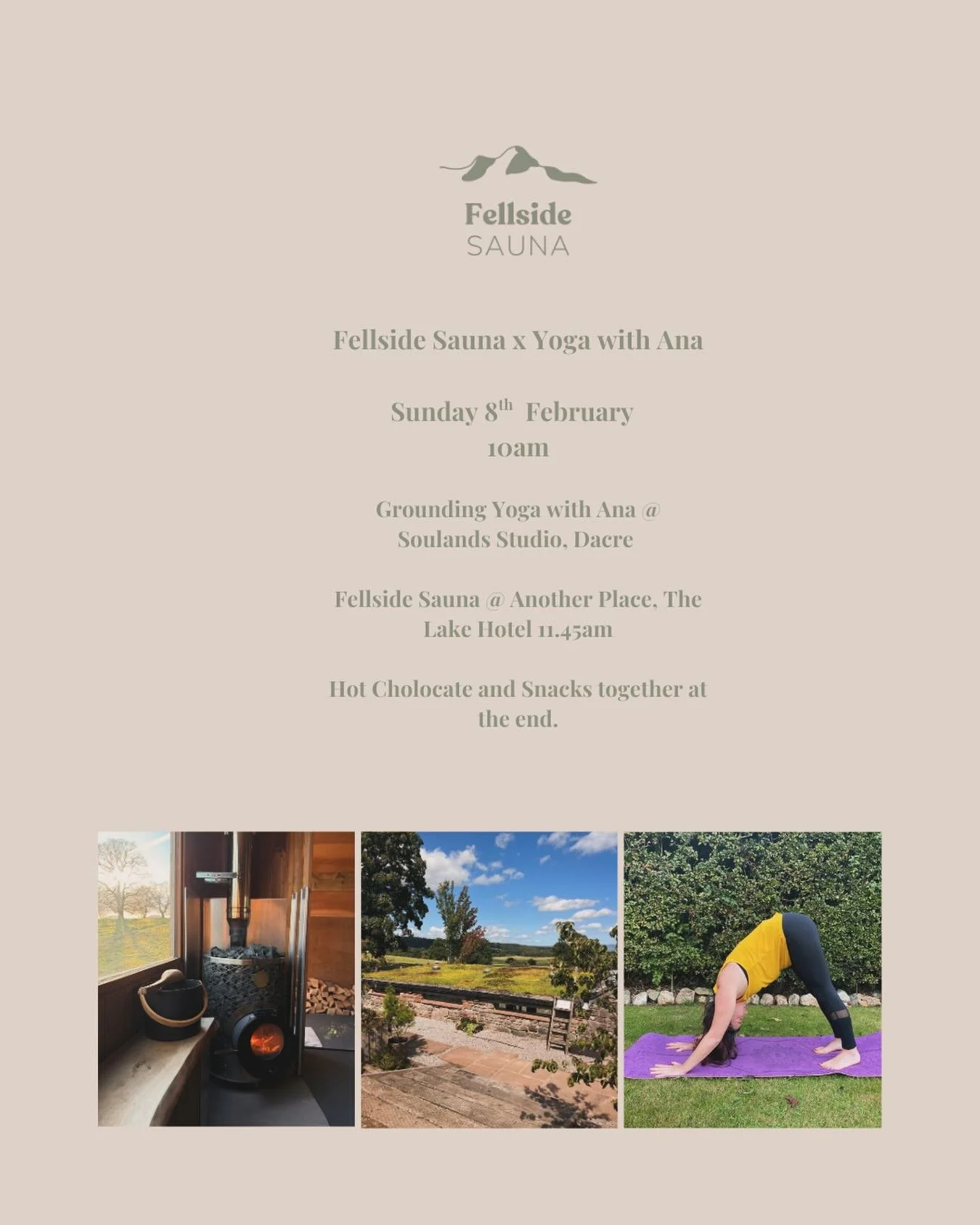 Need something relaxing and grounding to look forward to?

Pop this yoga and sauna date in your diary Sunday 8th February ✨

Tickets are live on Fellside Sauna booking system 🧘🏼&zwj;♀️